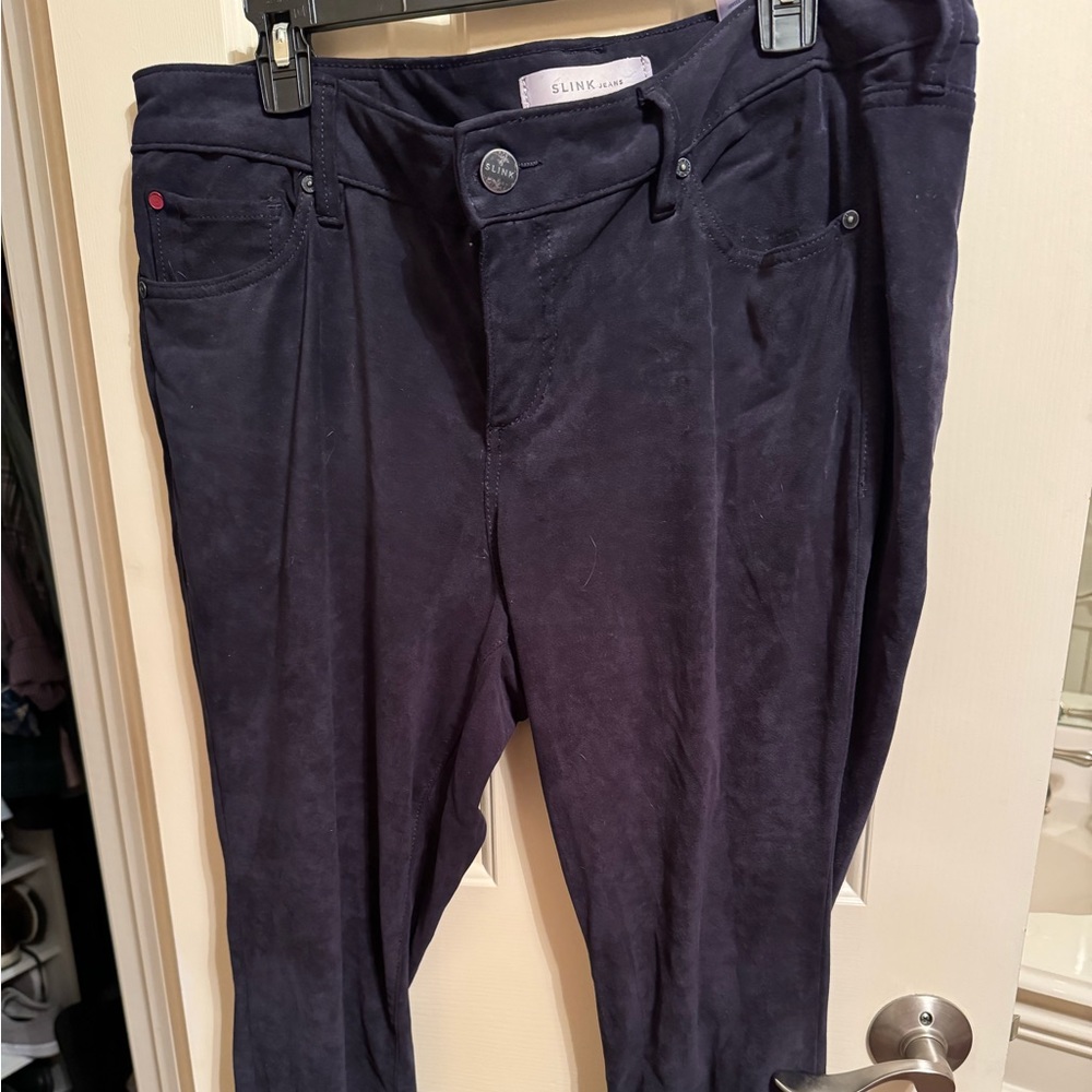 Slink Faux Suede Jeans. Dark blue. Curvy 16.